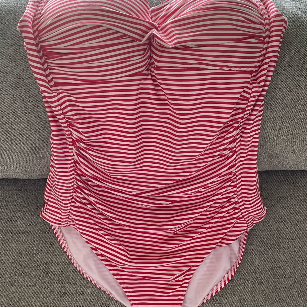 Red and White striped One Piece Swimsuit